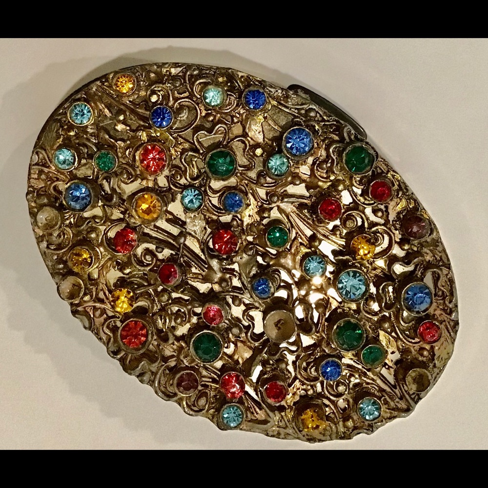 Oval Jeweled Vintage Compact